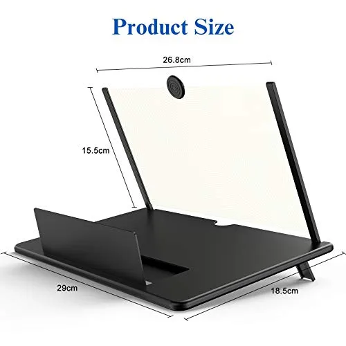 14" Screen Magnifier for Cell Phone -Fanlory 3D HD Magnifying Projector Screen Enlarger for Movies, Videos and Gaming - Foldable Phone Stand with Screen Amplifier-Compatible with All Smartphones