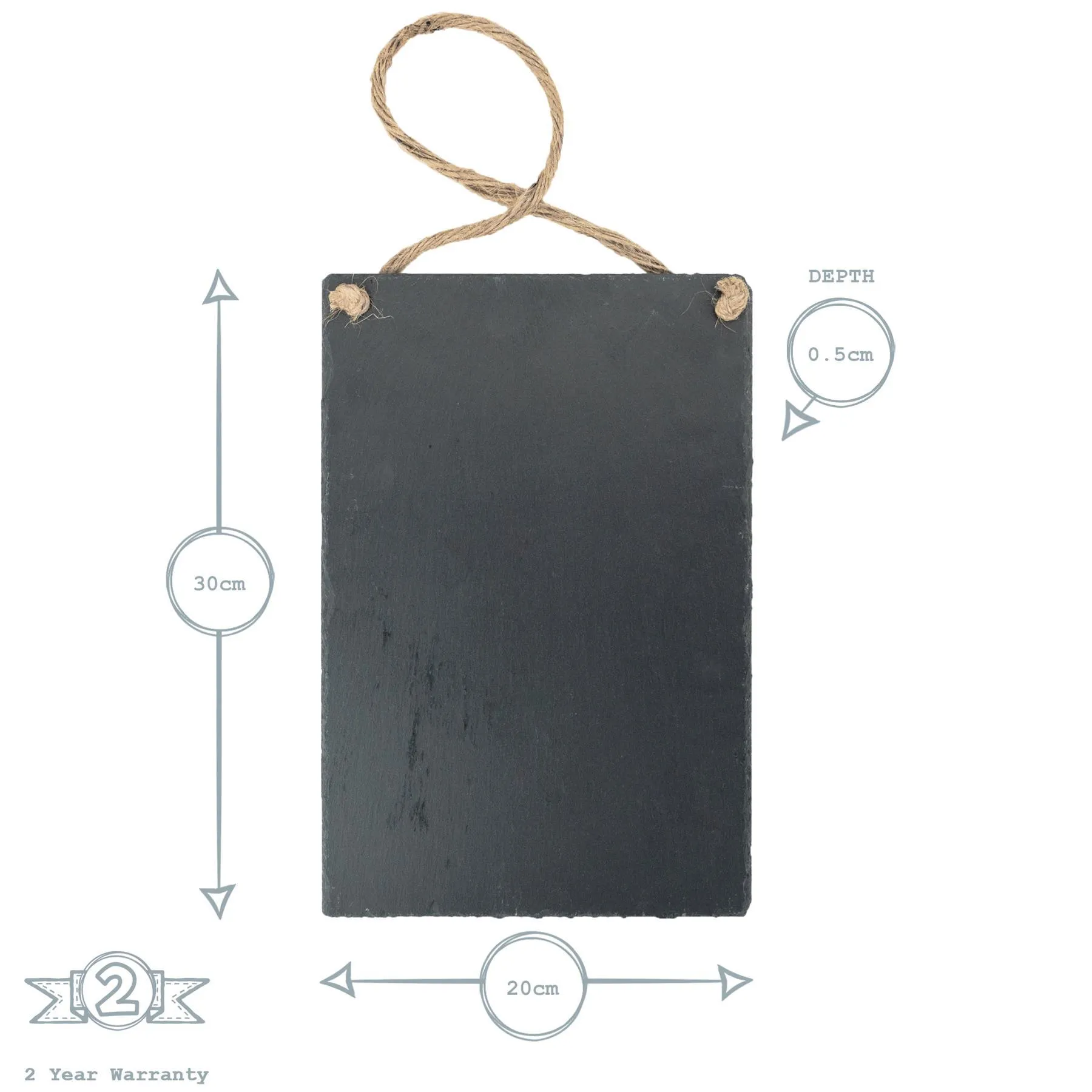 20cm x 30cm Rectangle Slate Hanging Notice Board - By Nicola Spring