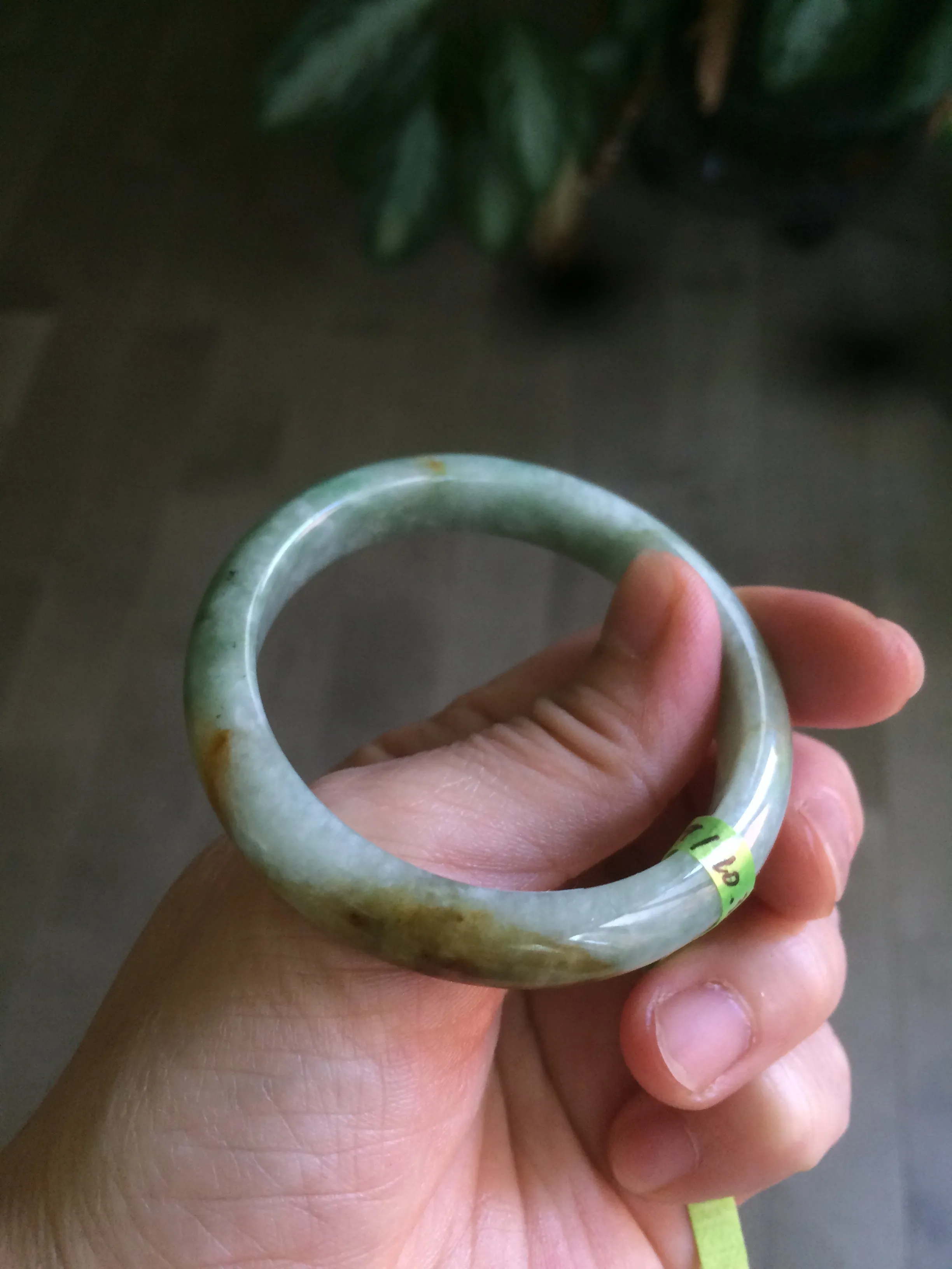 48.9mm CertificatedType A 100% Natural green/yellow jadeite jade bangle F113-7245