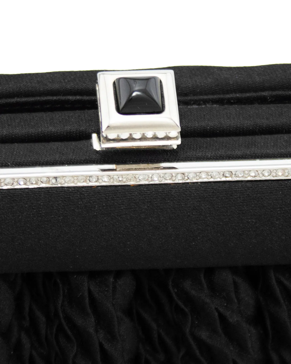 Black Evening Bag with Greek Key Details