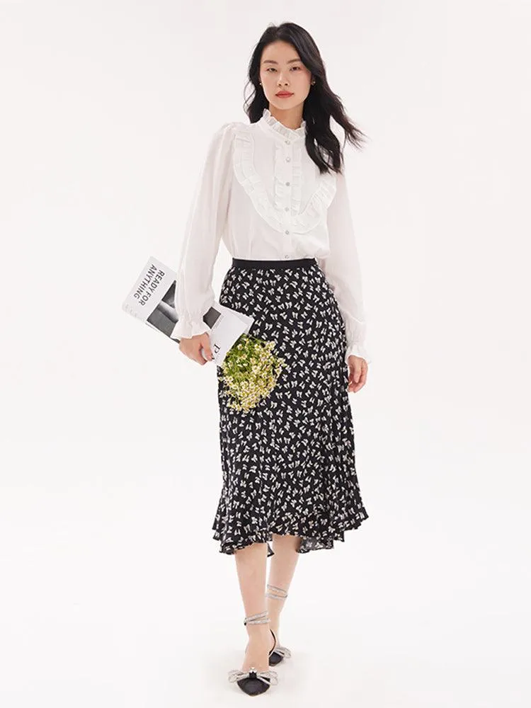 Bowknot Printed Fishtail Skirt