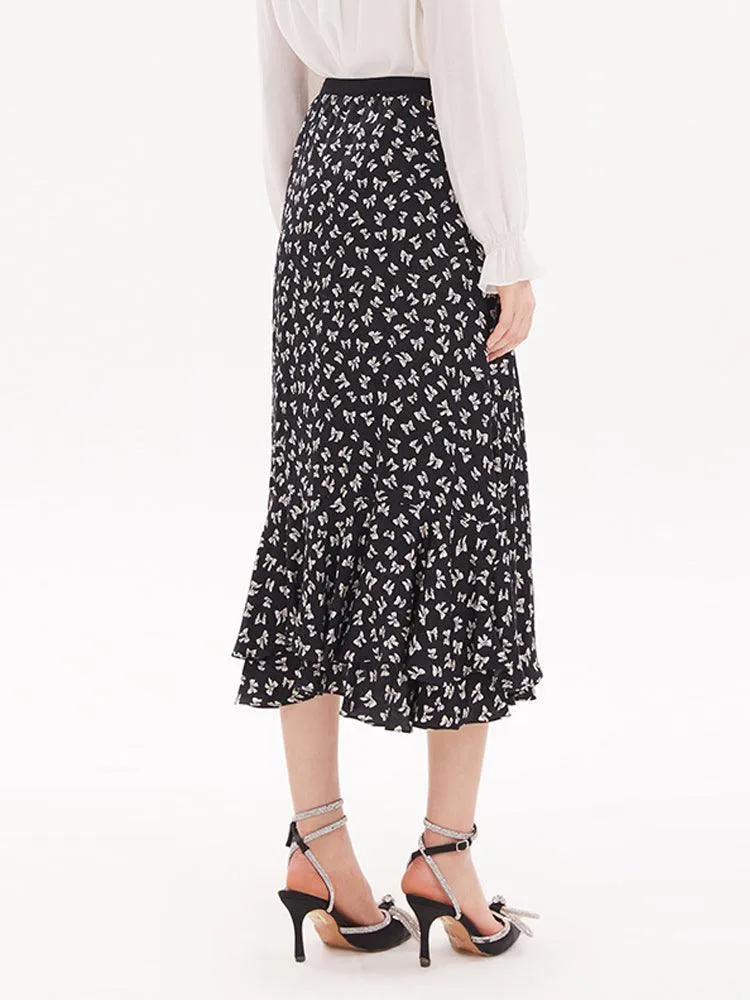 Bowknot Printed Fishtail Skirt