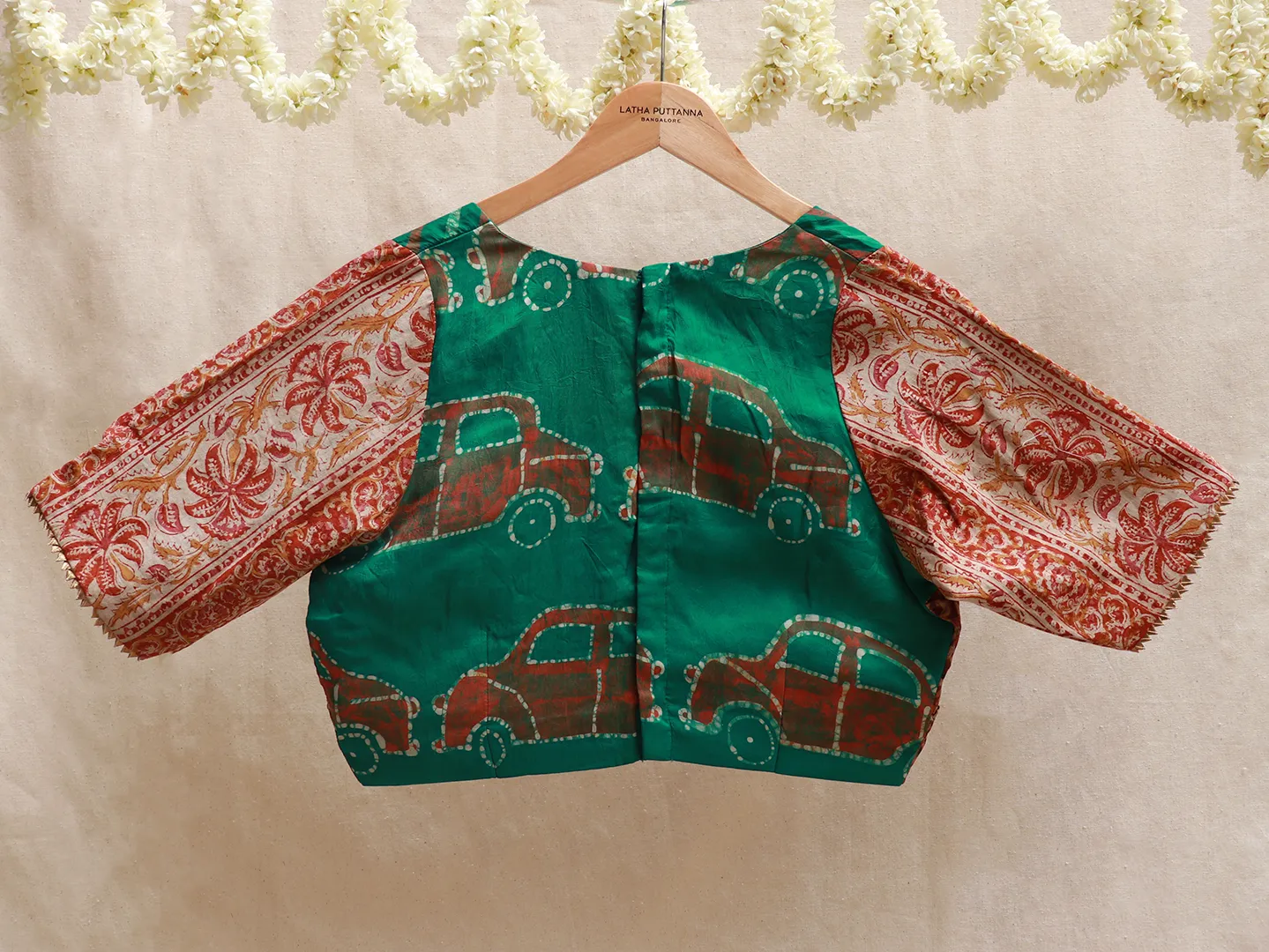 British Racing Green, Silk, Batik blouse