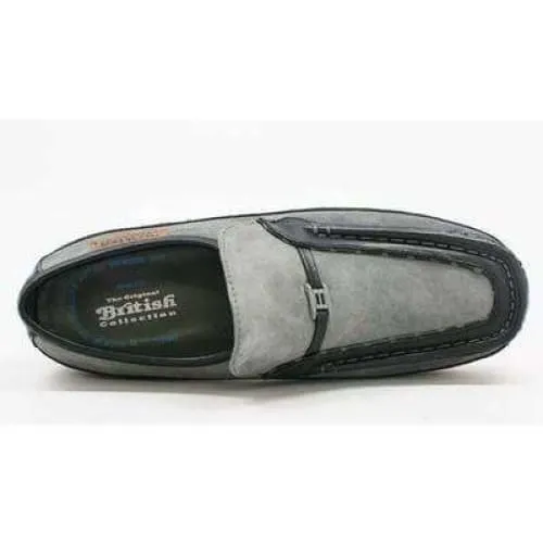 British Walkers Power Men's Grey and Black Suede Old School Slip On