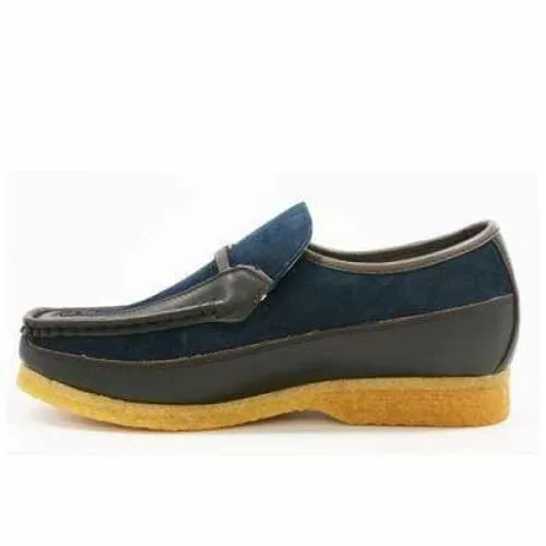 British Walkers Power Men's Navy and Brown Suede Old School Slip On