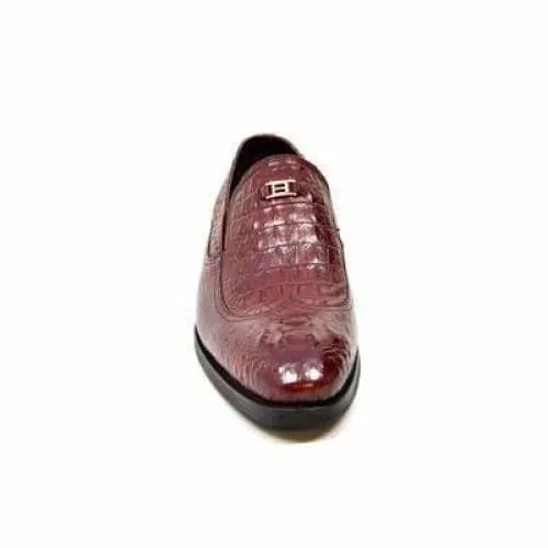 British Walkers Shiraz Crocs Men's Bordeaux Crocodile Leather Loafers