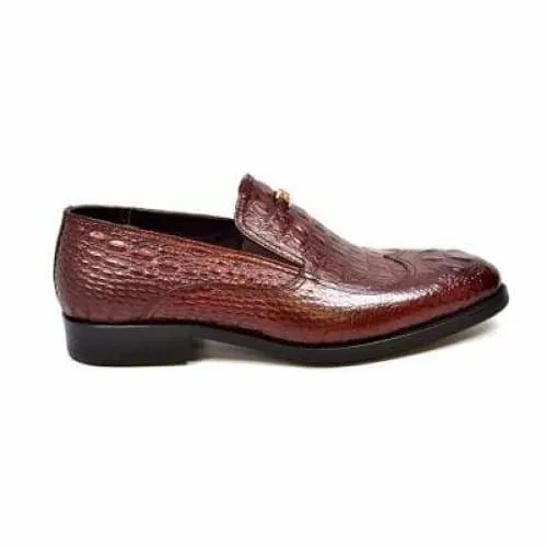 British Walkers Shiraz Crocs Men's Bordeaux Crocodile Leather Loafers