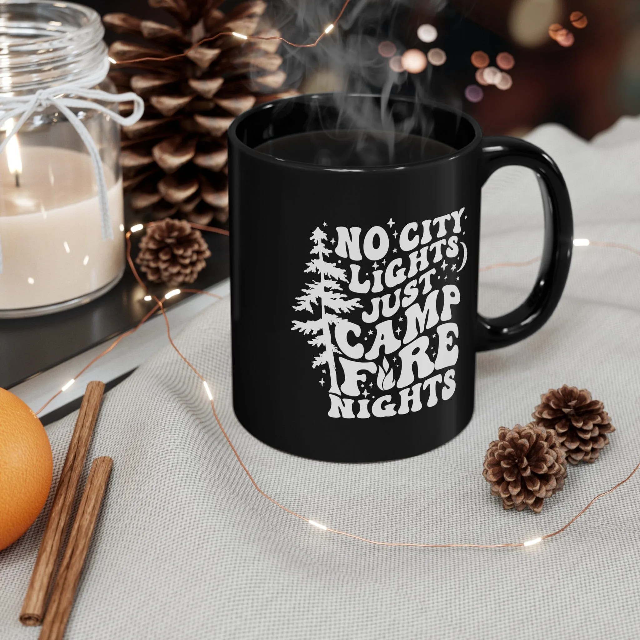 Campfire Nights 11oz Black Mug