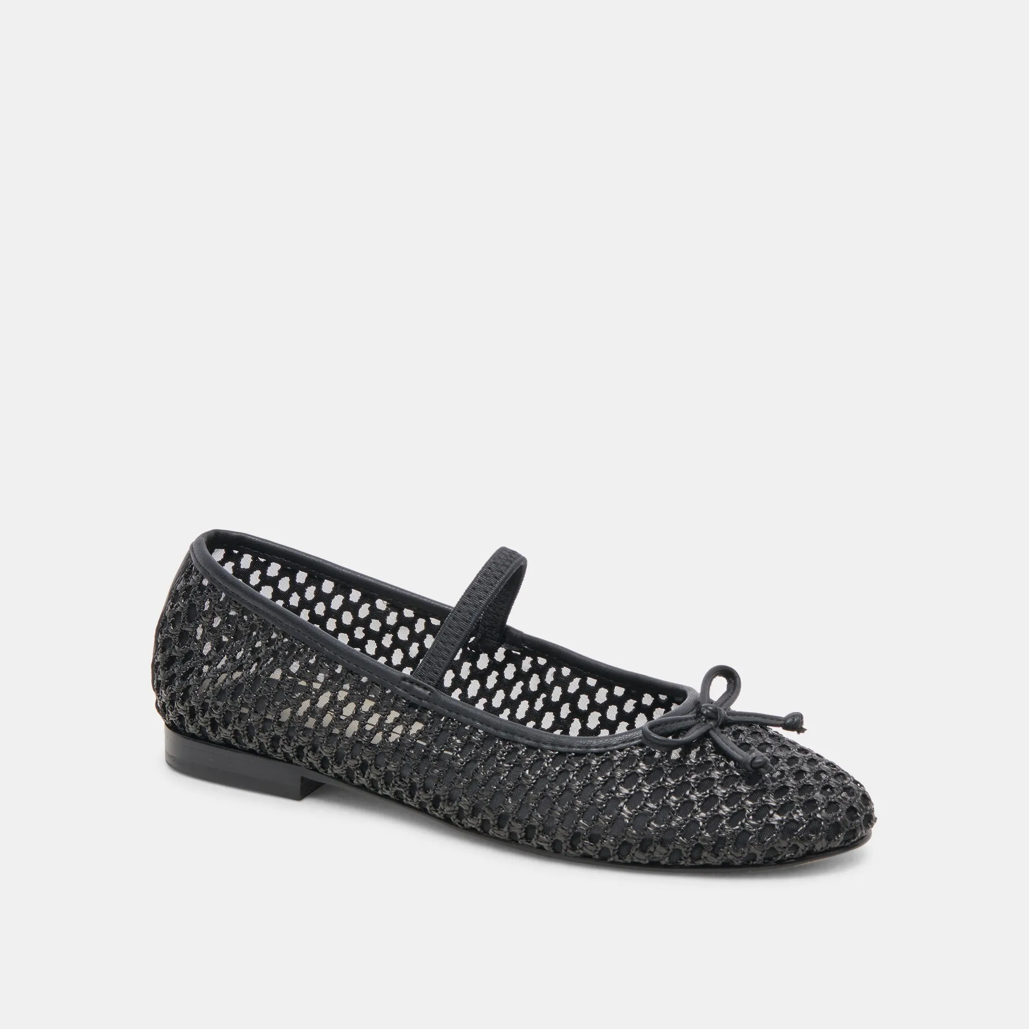 CARIN RAFFIA BALLET FLATS ONYX RAFFIA