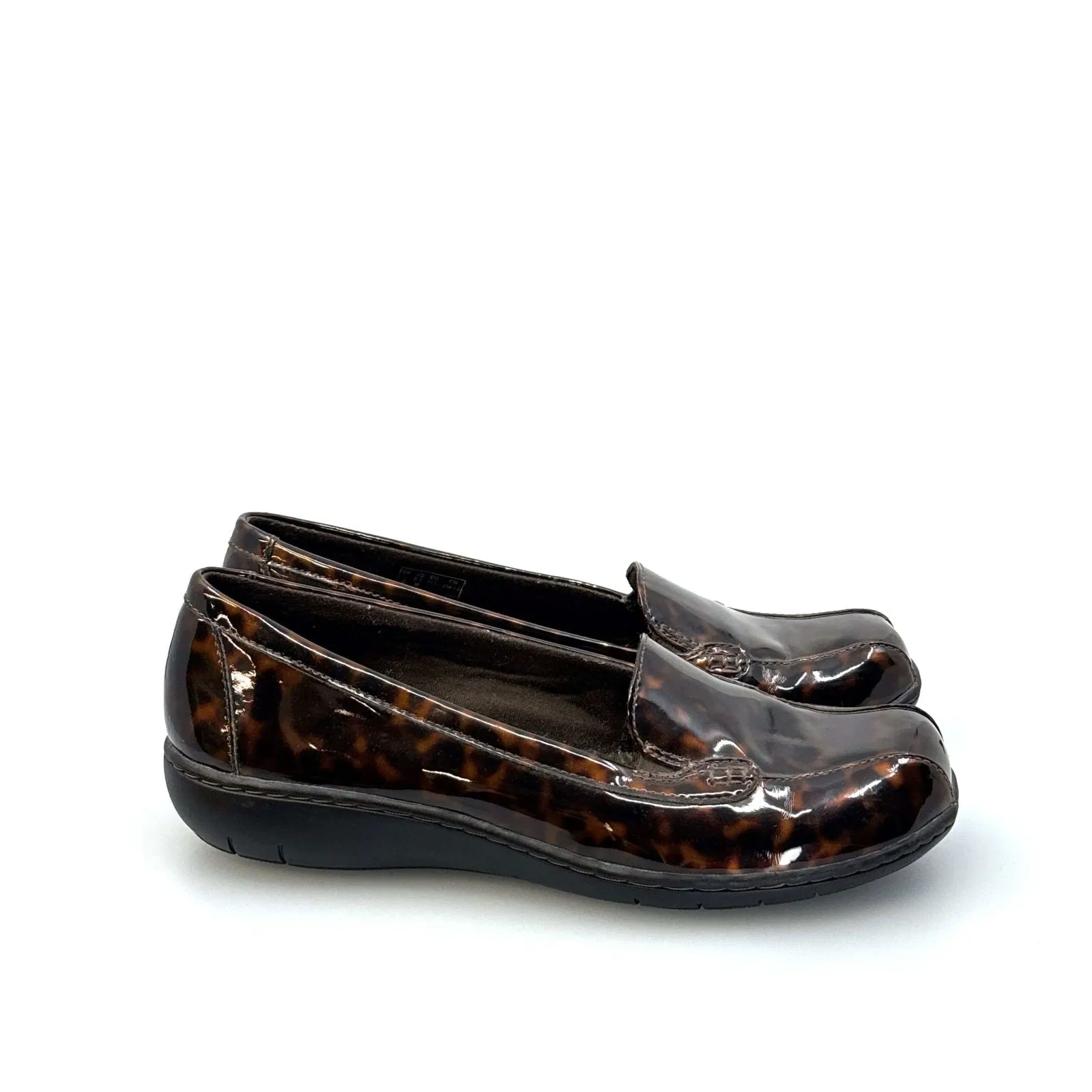 Clarks Collection | Womens Tortoise Patent Loafers | Color: Brown | Size: 8.5 | Pre-Owned