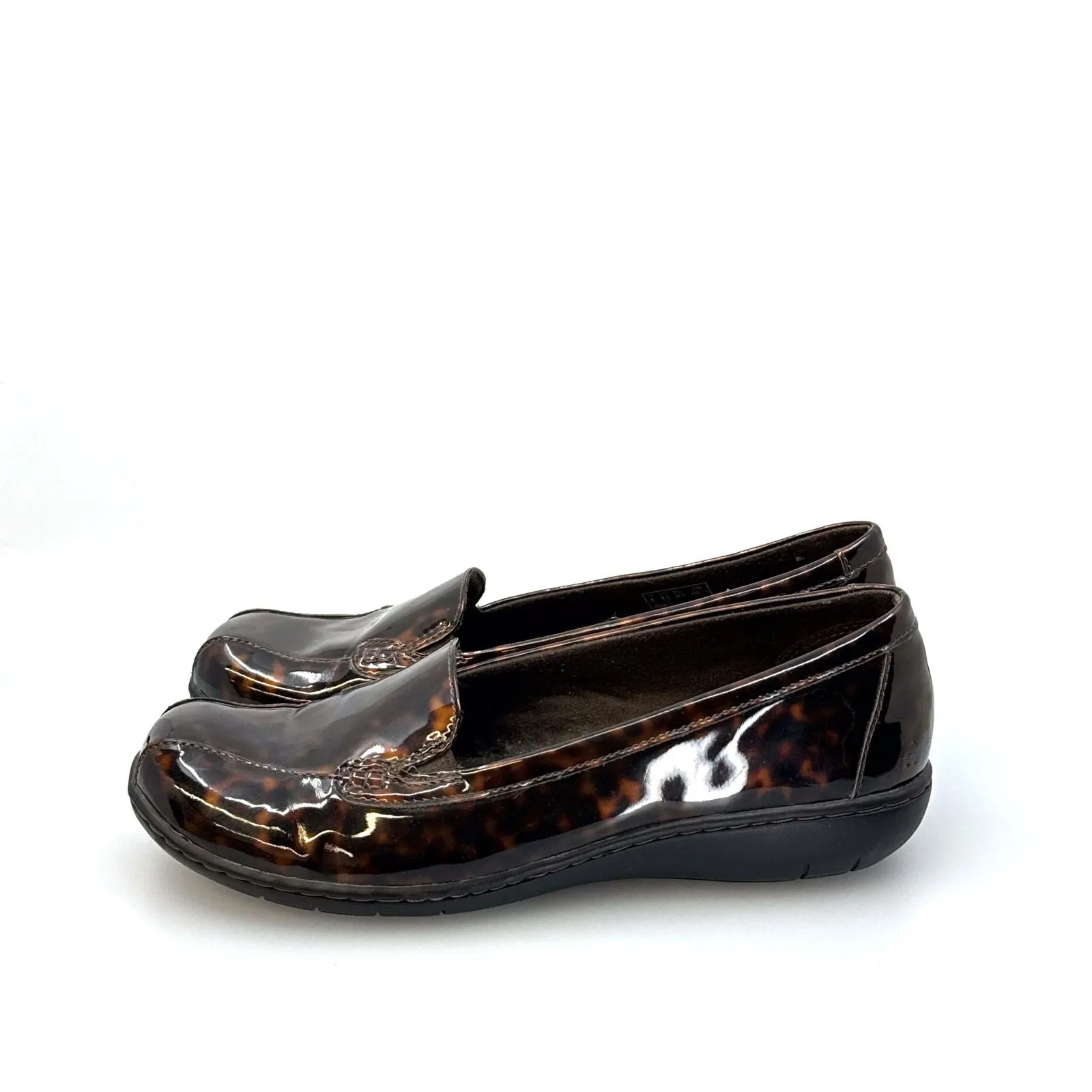 Clarks Collection | Womens Tortoise Patent Loafers | Color: Brown | Size: 8.5 | Pre-Owned