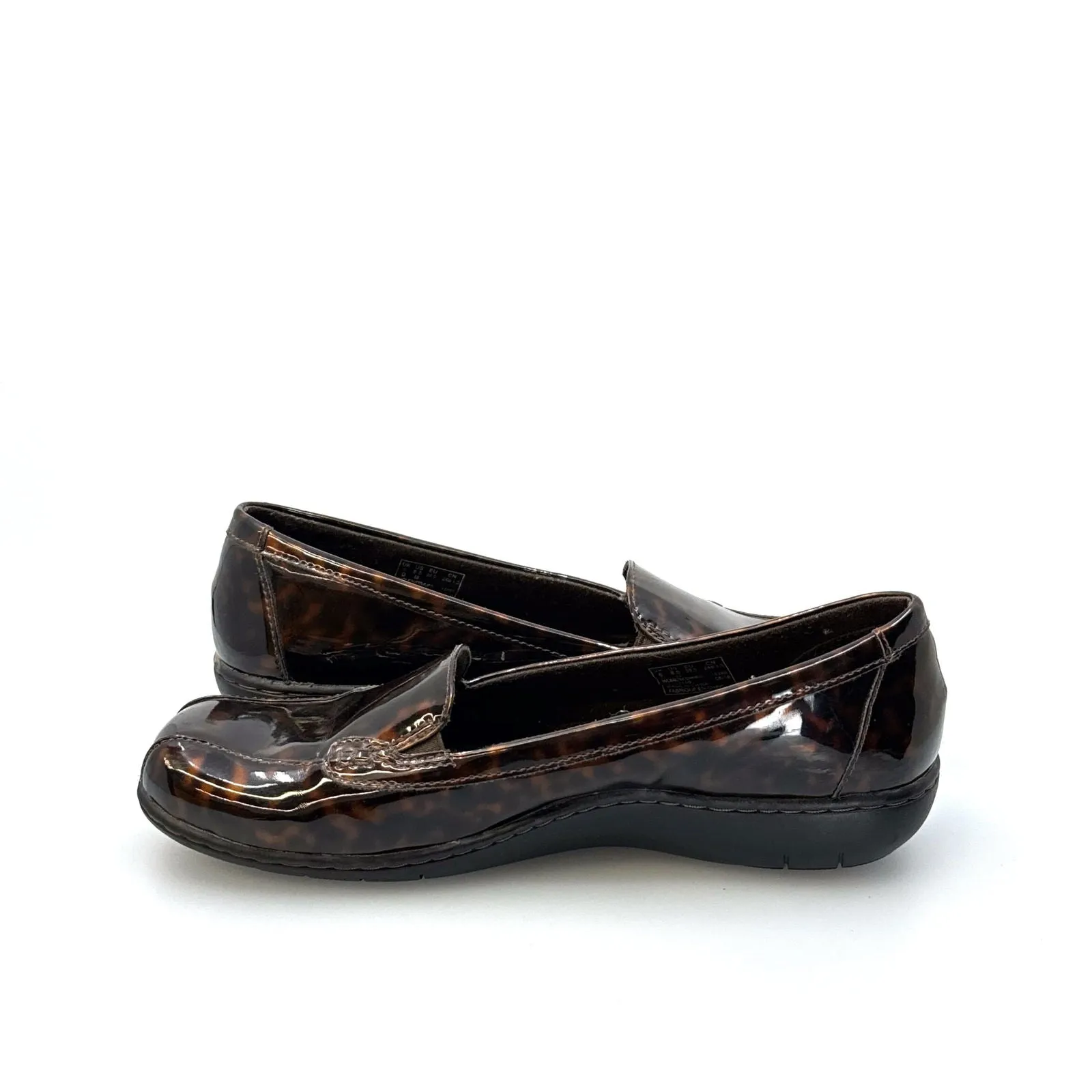 Clarks Collection | Womens Tortoise Patent Loafers | Color: Brown | Size: 8.5 | Pre-Owned