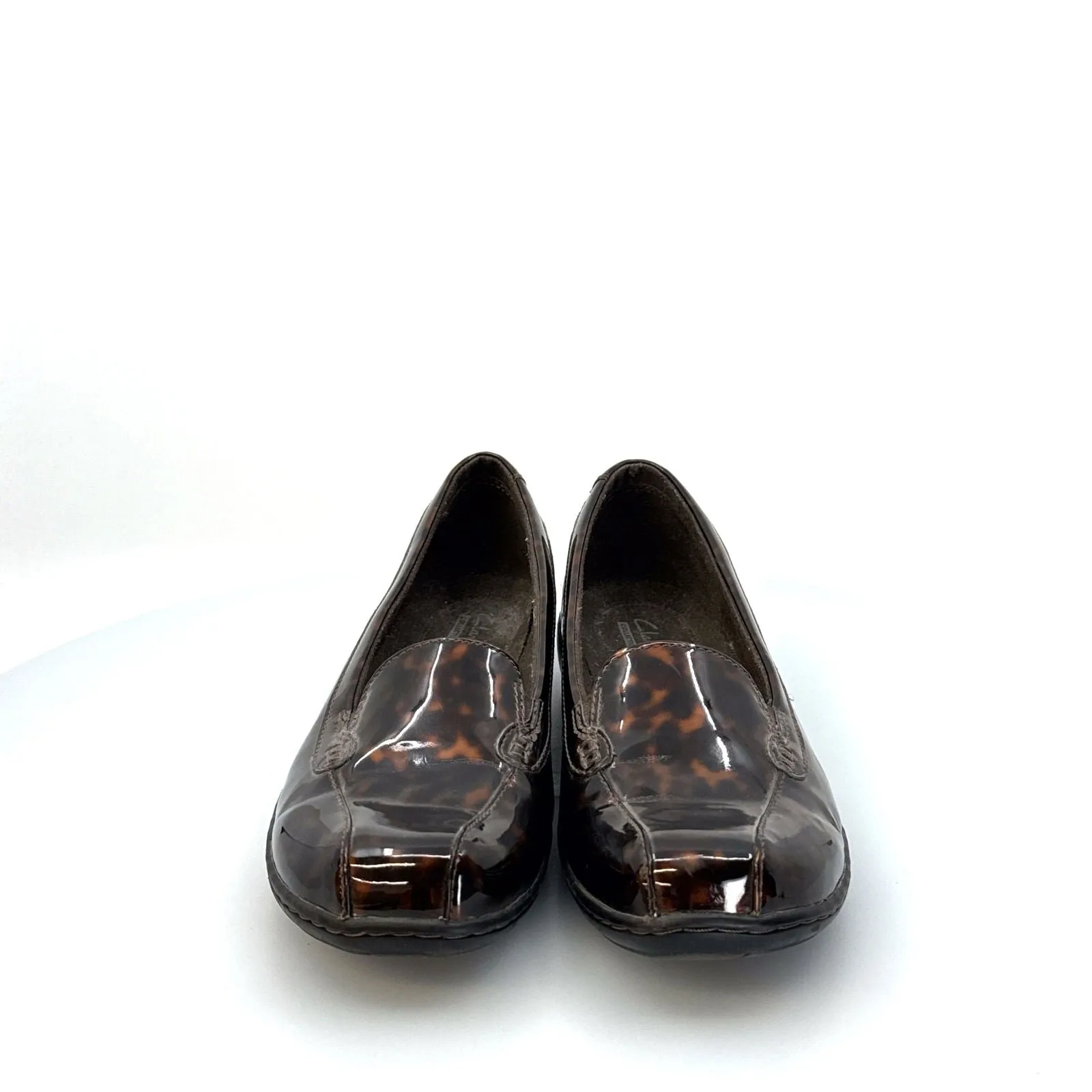 Clarks Collection | Womens Tortoise Patent Loafers | Color: Brown | Size: 8.5 | Pre-Owned