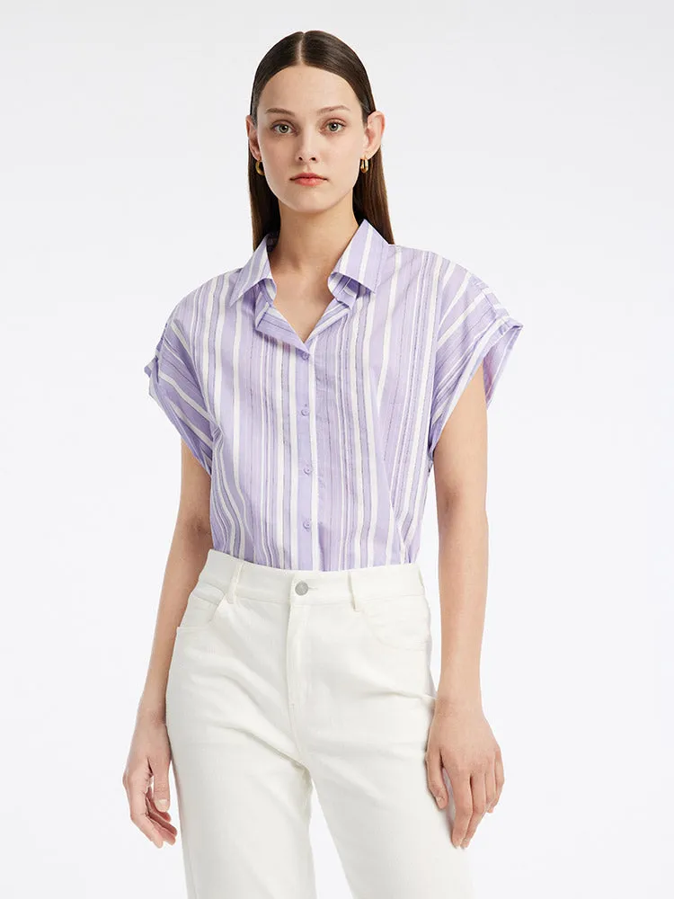 Cotton Purple Stripe Shirt