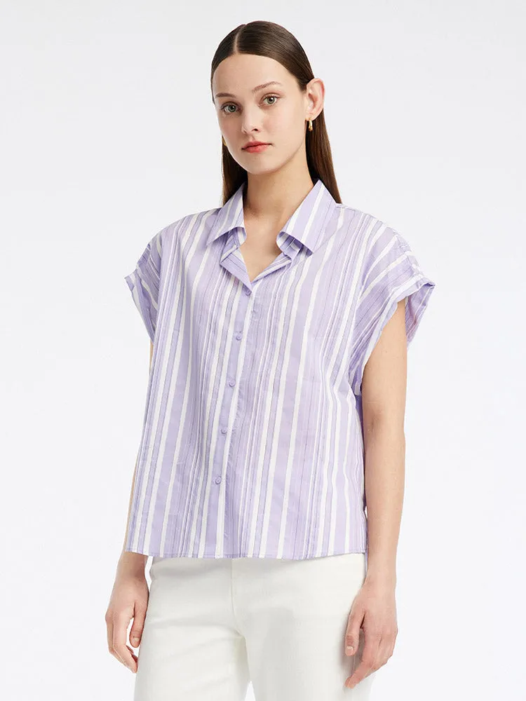 Cotton Purple Stripe Shirt