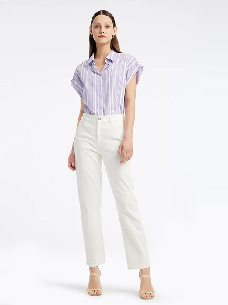 Cotton Purple Stripe Shirt