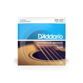 D'Addario EJ38 10-47 Regular Light 12 String Set Phosphor Bronze Acoustic Guitar Strings