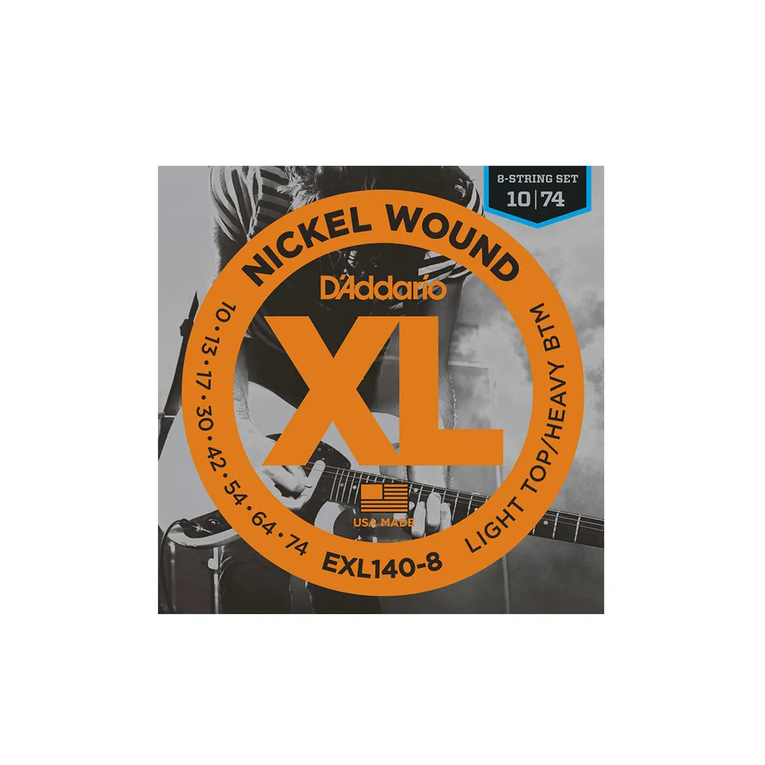 D'Addario EXL140-8 Nickel Wound Electric Guitar Strings - .010-.074 8-string Light Top/Heavy Bottom