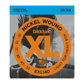 D'Addario EXL140 Nickel Wound Electric, Light Top/Heavy Bottom, 10-52