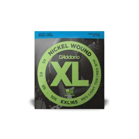 D'Addario EXL165 Regular Light Top/ Med Bottom Nickel Wound Long Scale Bass Guitar Strings - .045-.105