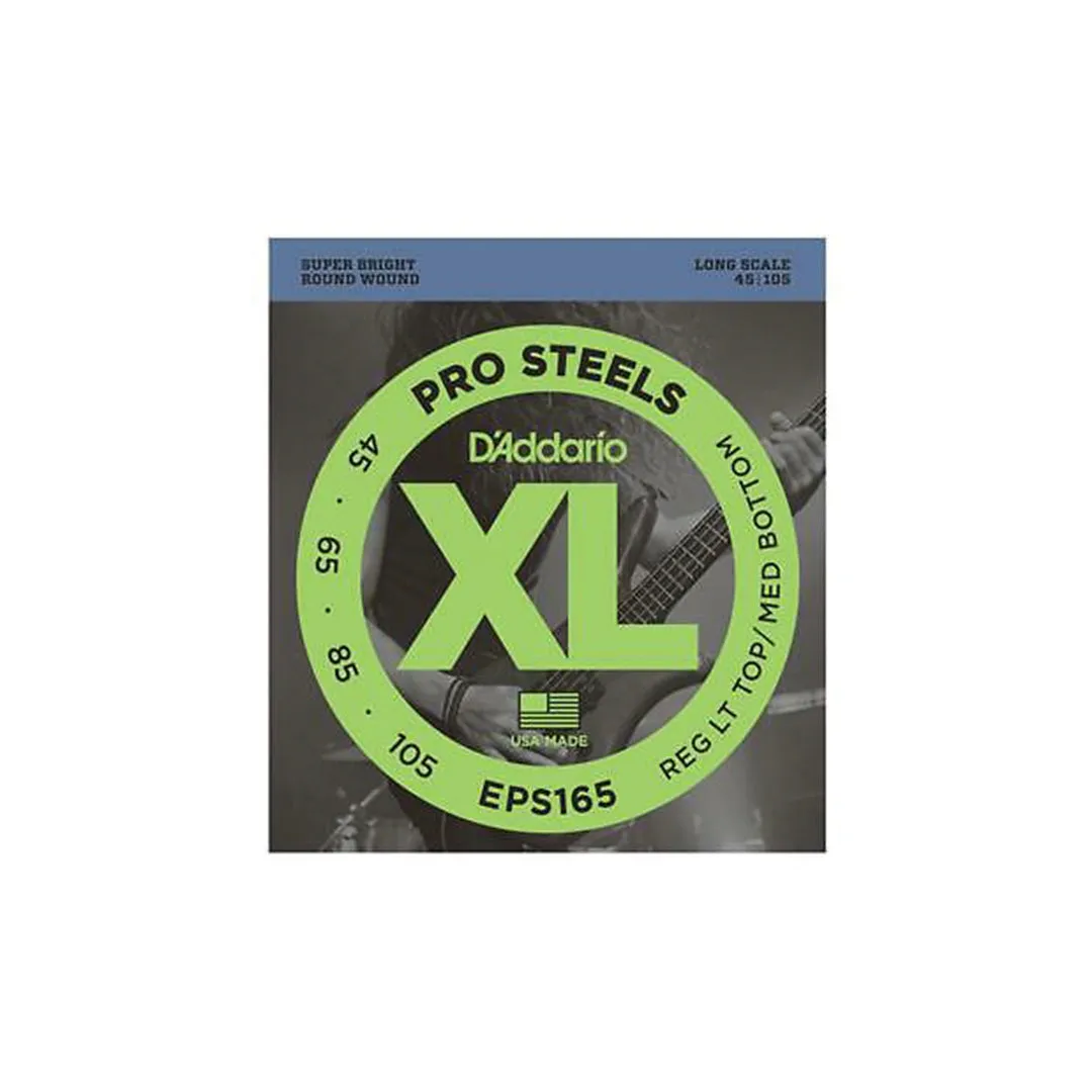 D'Addario ProSteels EPS165 Light Top/Medium Bottom Long Scale Bass Guitar Strings