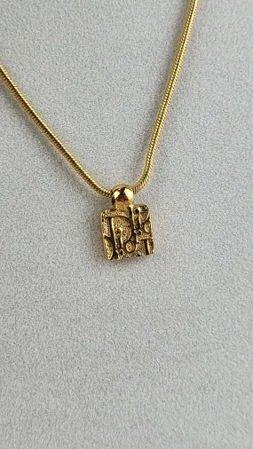 Dior Trotter Print Square Pendant Necklace