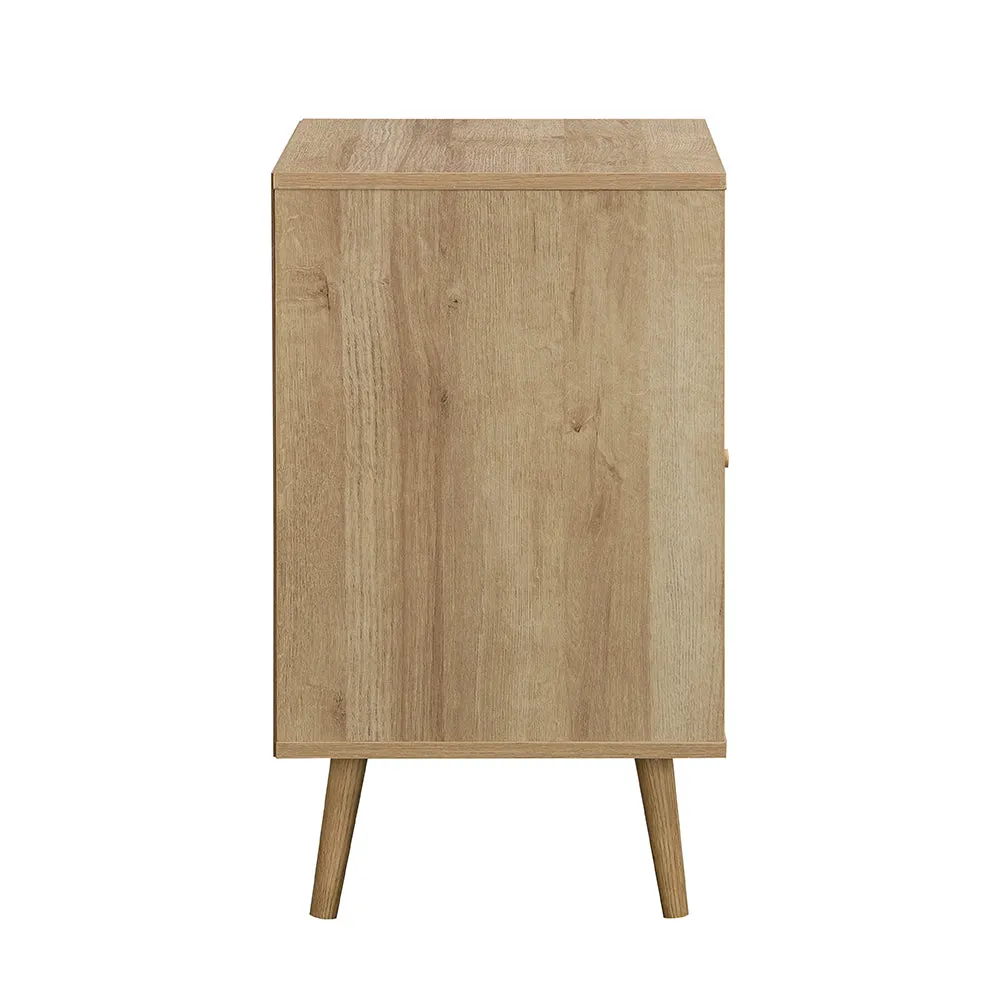 Frances Woven Rattan 1-Door Bedside Table in Natural Colour