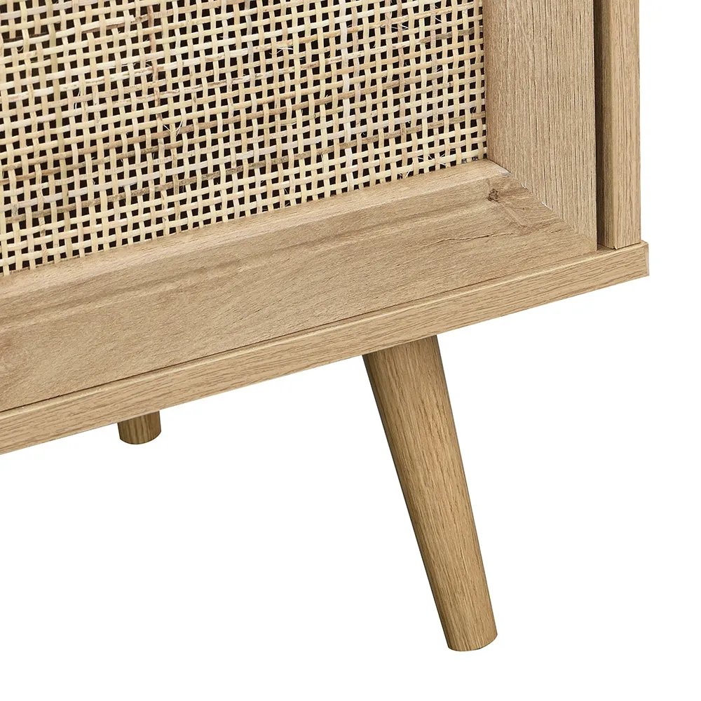 Frances Woven Rattan 1-Door Bedside Table in Natural Colour