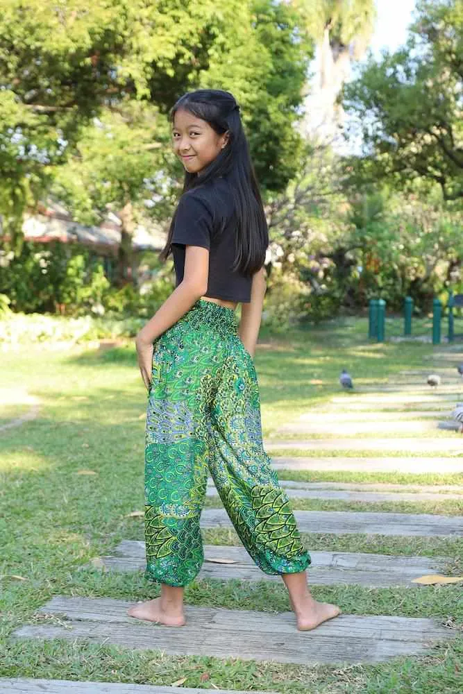 GIRLS & BOYS PEACOCK BOHO PANTS