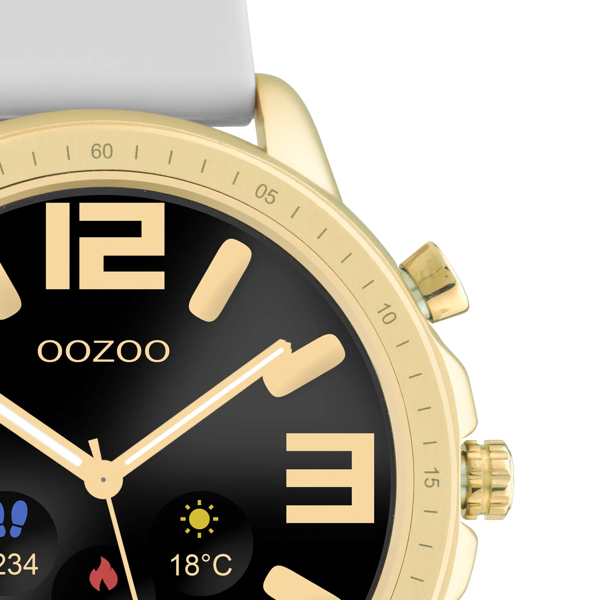 Gold coloured OOZOO smartwatch with stone grey rubber strap - Q00317