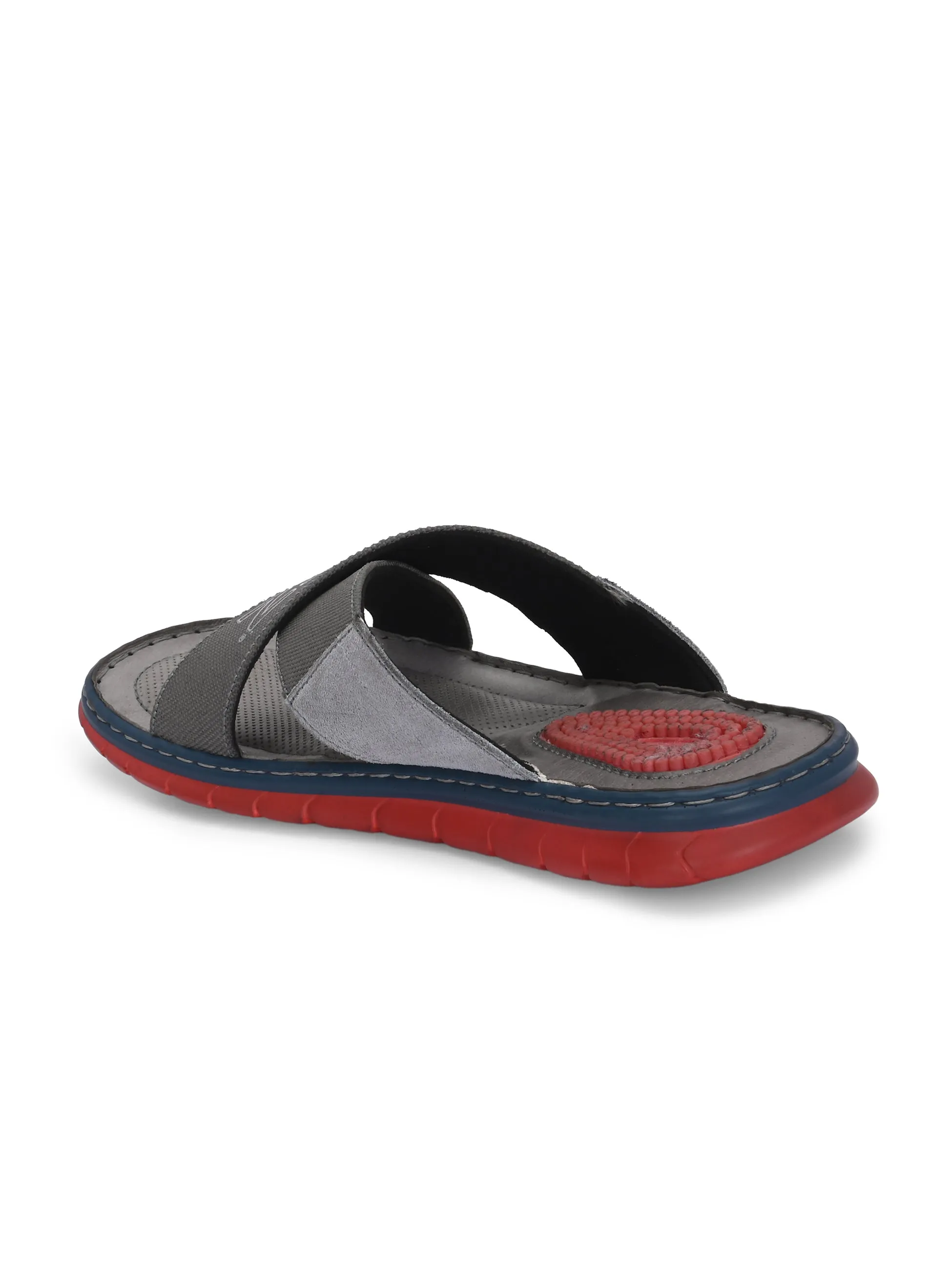 Hitz Men's Grey Fabric Casual Slipper