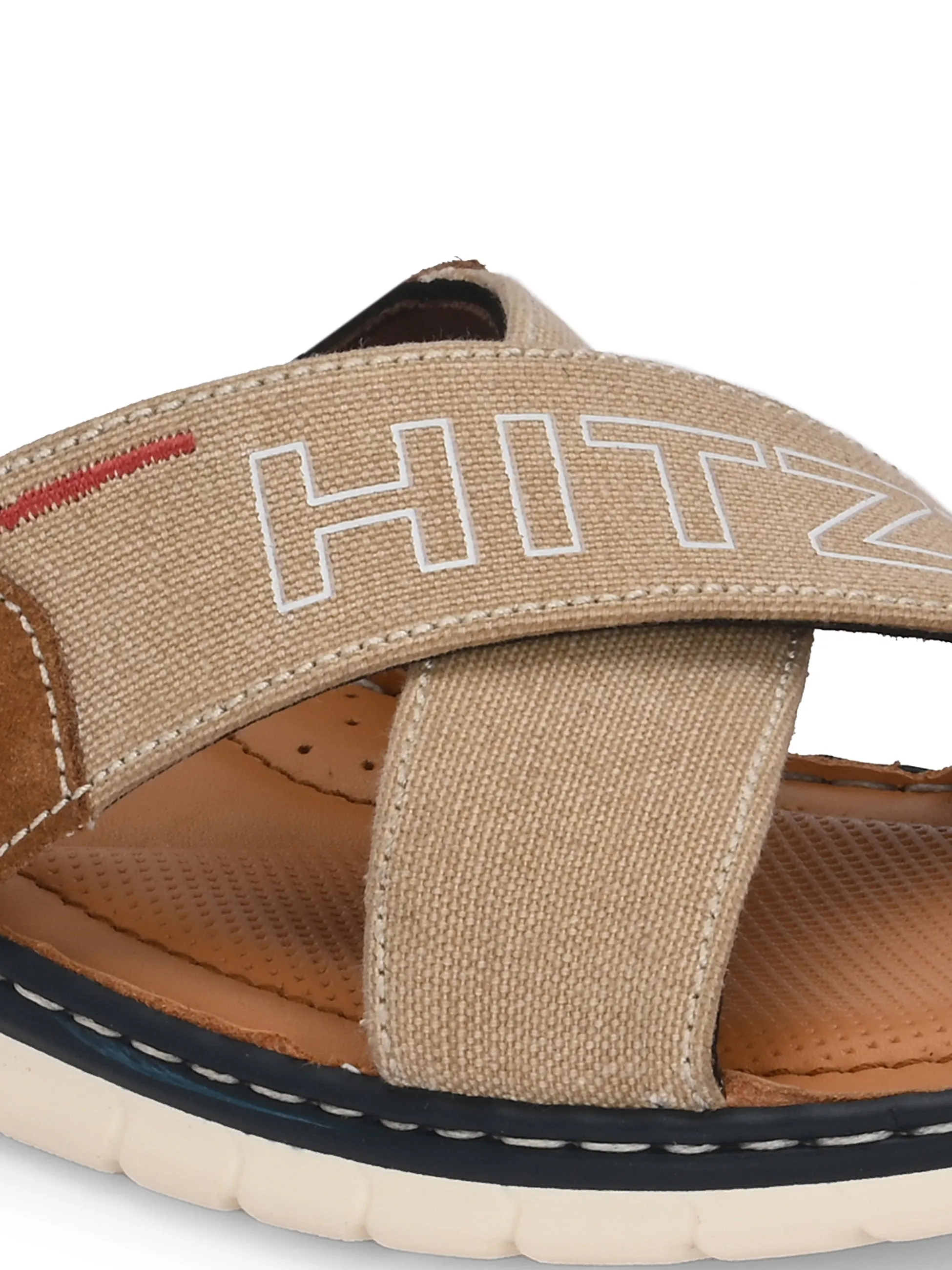 Hitz Men's Tan Fabric Casual Slipper