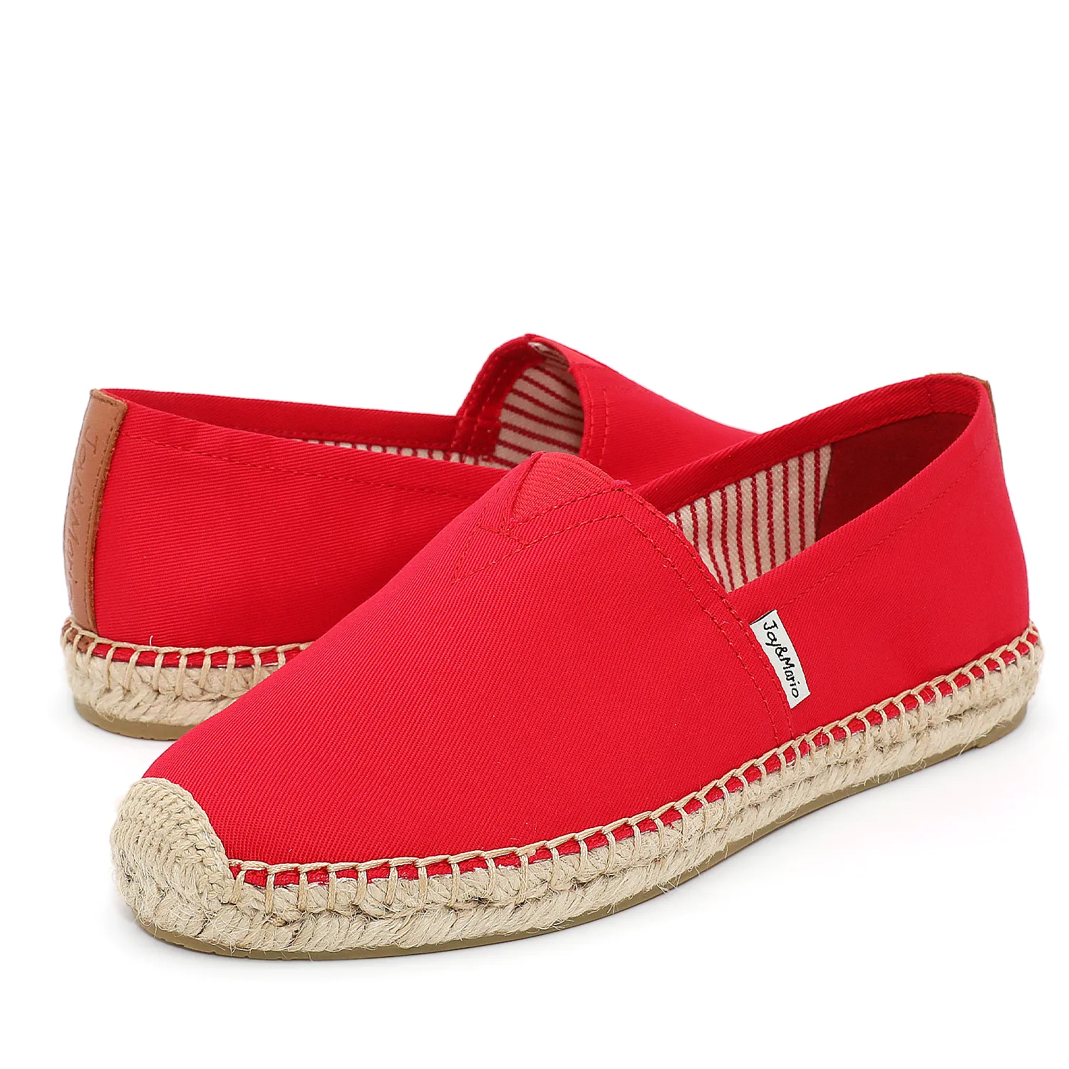 JOY&MARIO Handmade Women’s Slip-On Espadrille Fabric Loafers Flats in Red-A01602W