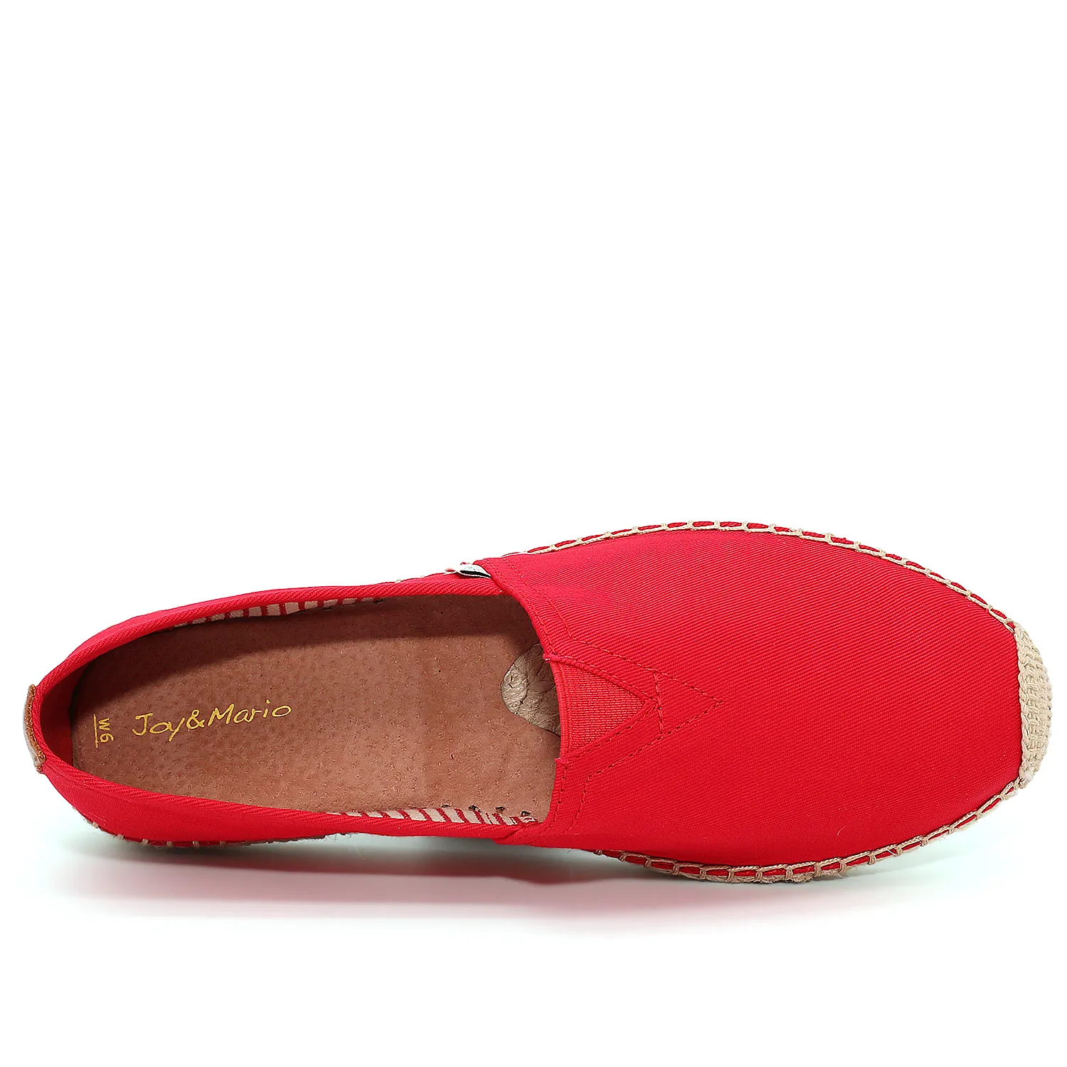 JOY&MARIO Handmade Women’s Slip-On Espadrille Fabric Loafers Flats in Red-A01602W