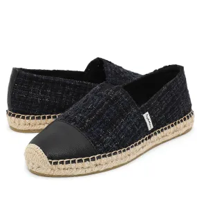 JOY&MARIO Handmade Women’s Slip-On Espadrille Tweed Loafers Flats in Navy-A01962W