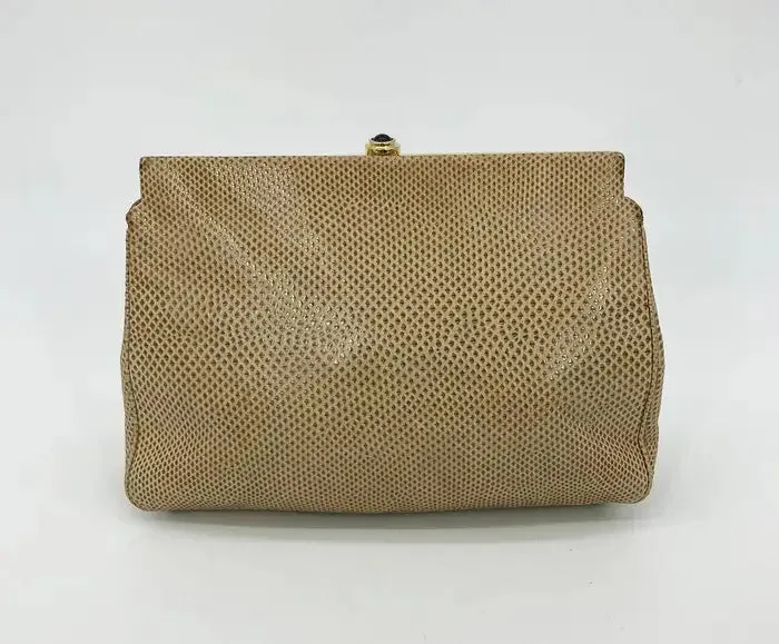 Judith Leiber Vintage Saks Tan Lizard Clutch