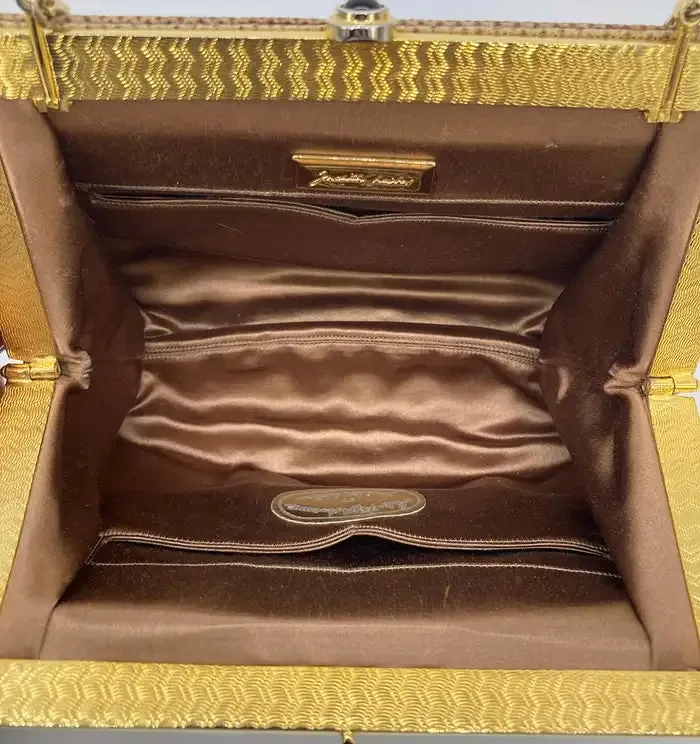 Judith Leiber Vintage Saks Tan Lizard Clutch