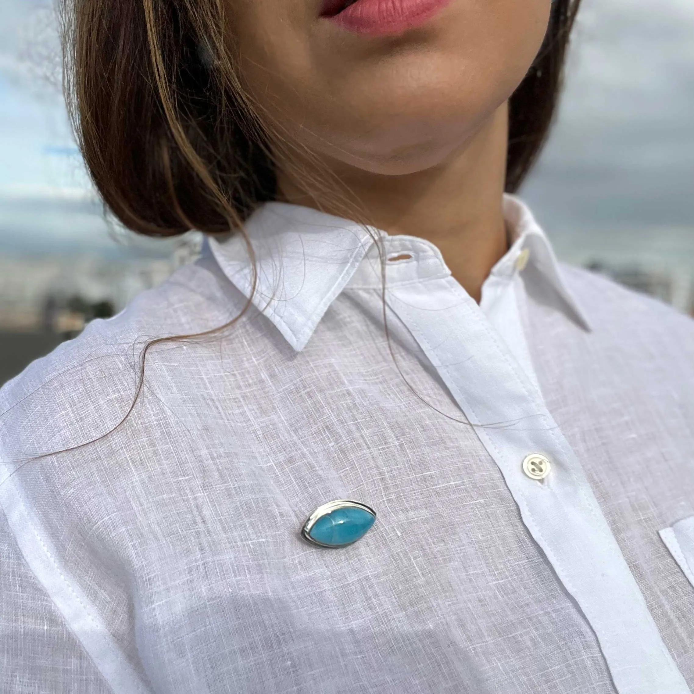 Larimar Brooch Adeline