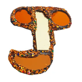 LETTER J - ORANGE BROOCH