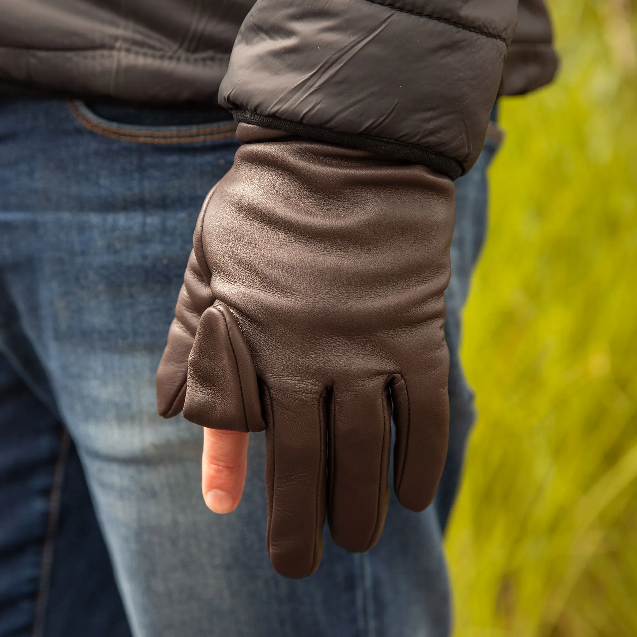 Men's Water-Resistant Fleece-Lined Leather Shooting Gloves