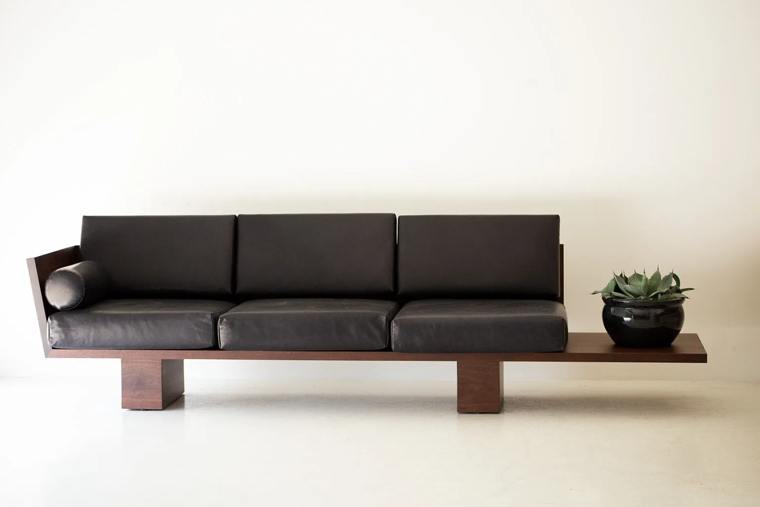 Modern Walnut Leather Sofa - The Suelo - 3022