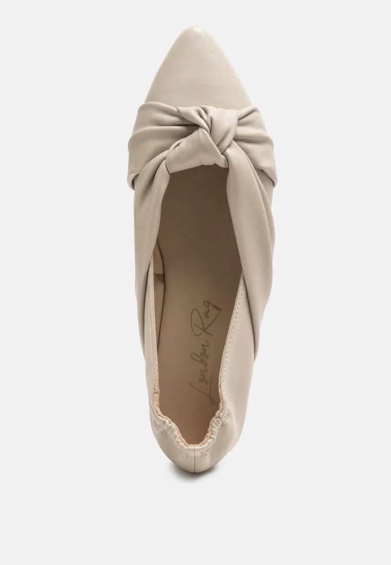 Norma Knot Detail Elasticated Ballet Flats By Ruw