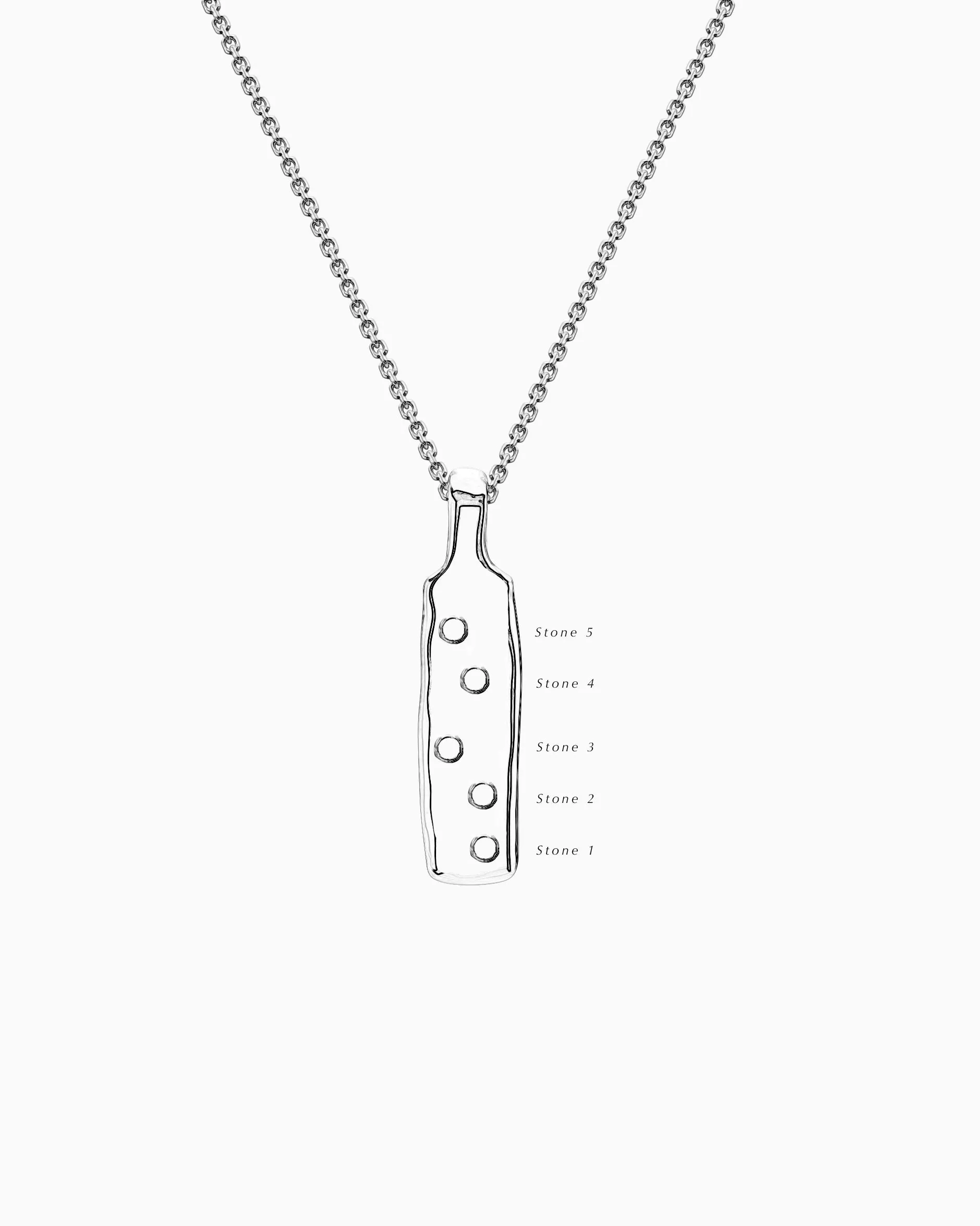 Organic Birthstone Tag Narrow | White Gold