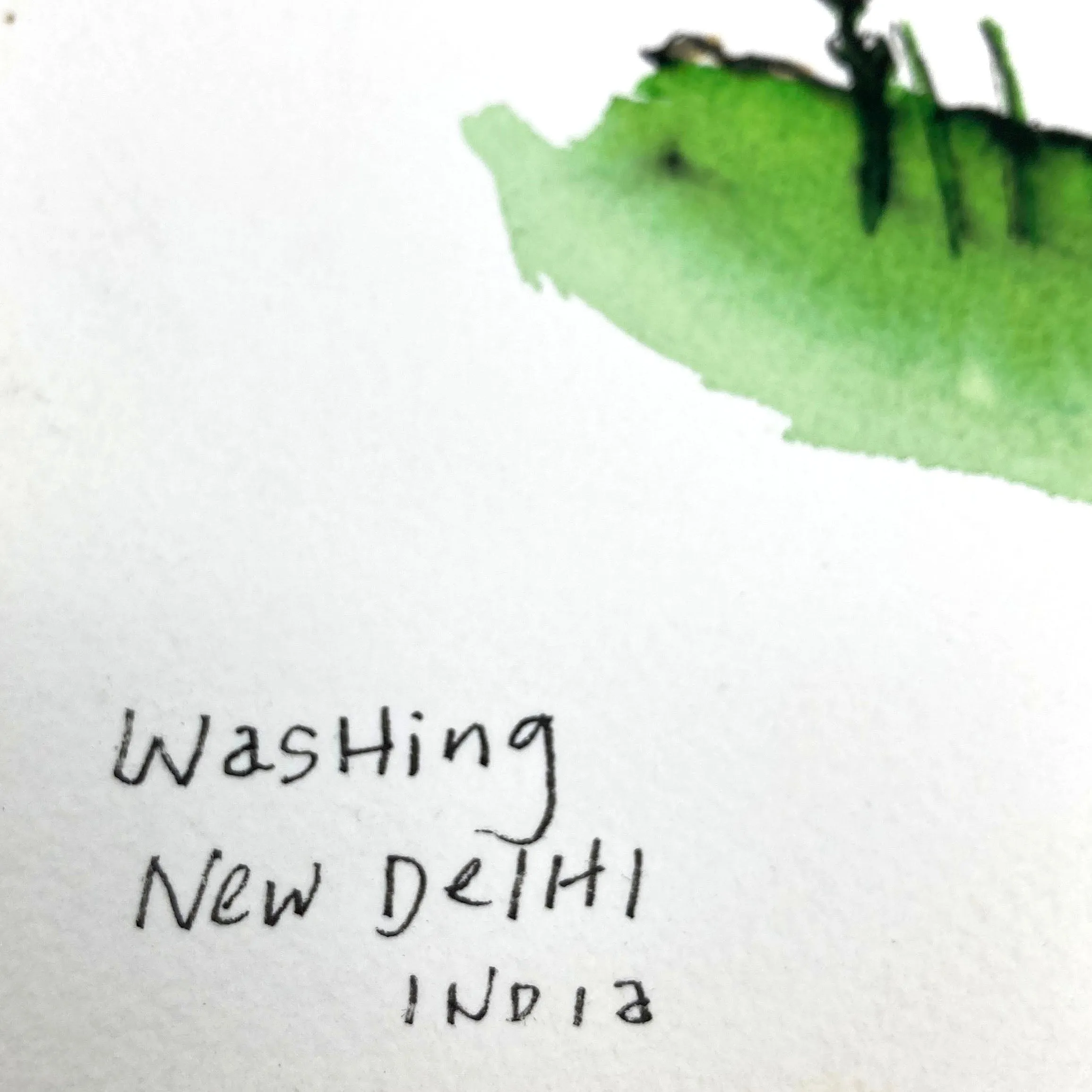 ORIGINAL WATERCOLOUR OF WASHING IN NEW DELHI, INDIA - BY ANDREW LOGAN 1994