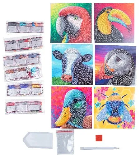 "Colourful Wildlife" Crystal Art Card Set of 6 by Rachel Froud