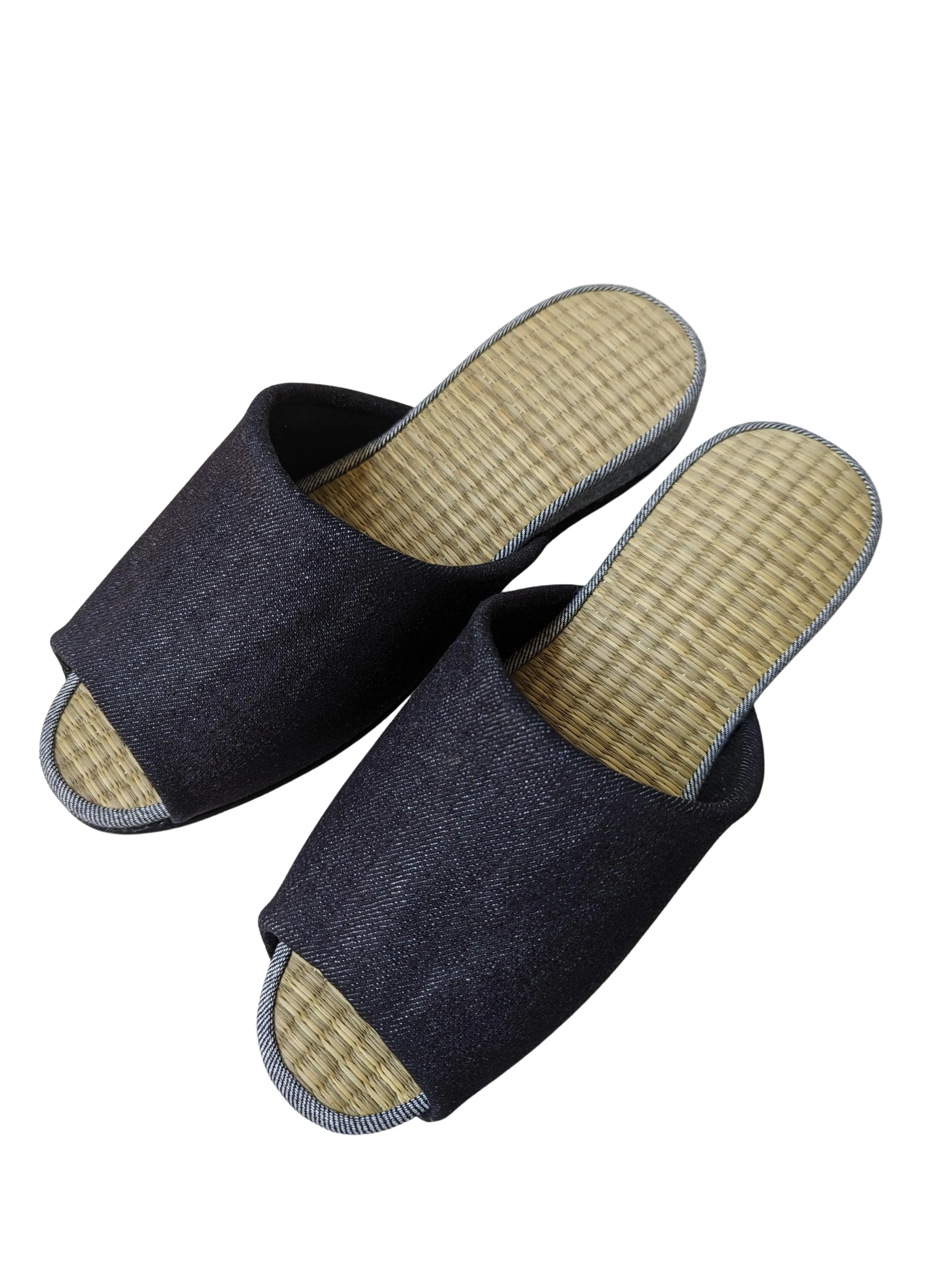 [SALE] Open-toe TATAMI(Mix color)  Denim Slippers Mix color [Black Wool Felt Sole] / Simple [Denim Hiroshima]