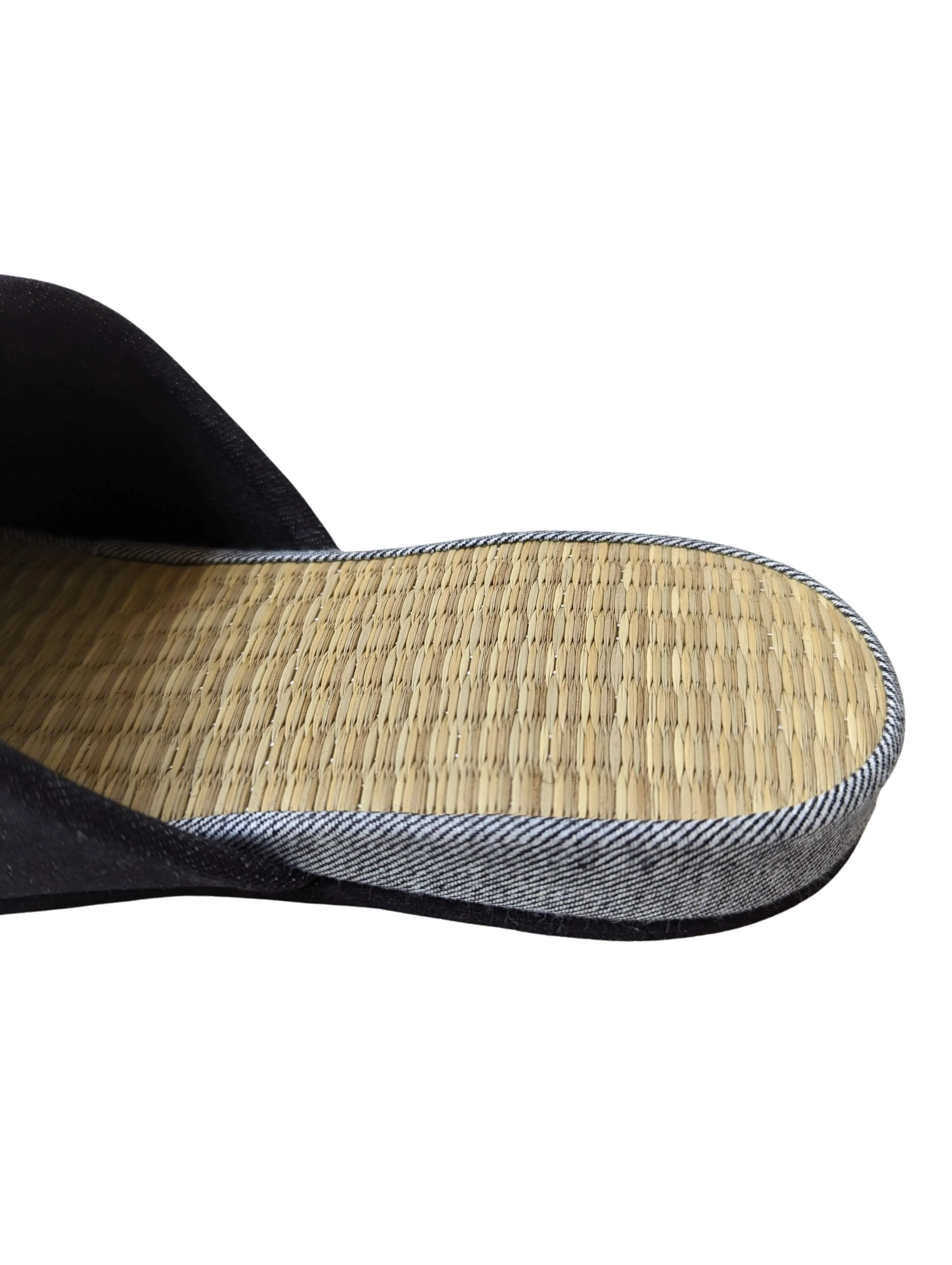 [SALE] Open-toe TATAMI(Mix color)  Denim Slippers Mix color [Black Wool Felt Sole] / Simple [Denim Hiroshima]