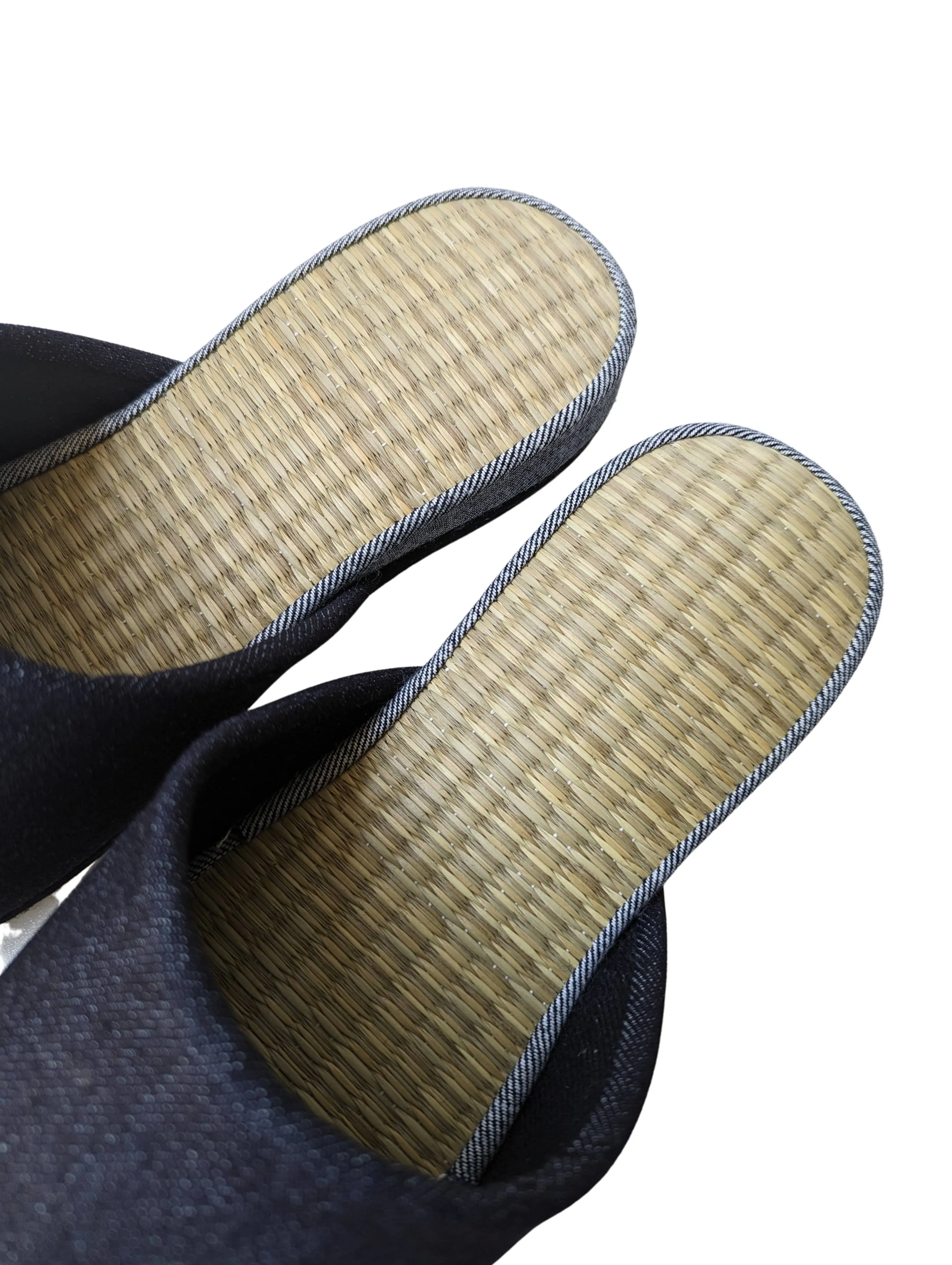 [SALE] Open-toe TATAMI(Mix color)  Denim Slippers Mix color [Black Wool Felt Sole] / Simple [Denim Hiroshima]