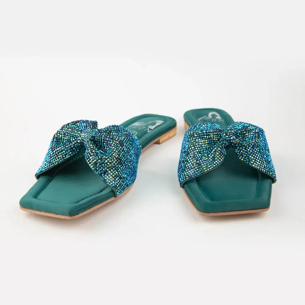 Shimmer Bow Slipper Black