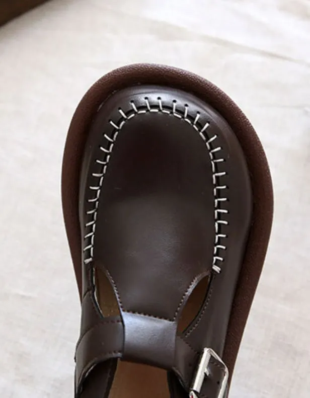 Spring Wide Head T-strap Comfortable Loafers